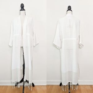 NWT The Handloom Cotton White Striped Kimono